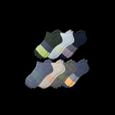 Youth Week of Ankle Sock 7-Pack - Olive Ocean Mix - Y - Bombas