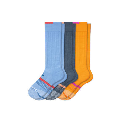 Youth All-Purpose Performance Team Sport Sock 3-Pack - Mango Storm - Y - Bombas