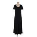 Cuddl Duds Casual Dress - A-Line Scoop Neck Short sleeves: Black Solid Dresses - Women's Size Small