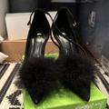 Zara Shoes | New Without Tags Zara Heels With Puffy Fur Ball Size 38 | Color: Black | Size: 38