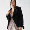 Free People Jackets & Coats | Free People Cecelia Peacoat Jacket Coat Button Front Buckle Detail Black Size M | Color: Black | Size: M