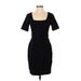 Ann Taylor Casual Dress - Sheath Square Short sleeves: Black Solid Dresses - Women's Size 4