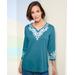 Draper's & Damon's Women's Soutache Swirl Tunic - Blue - 3X - Womens