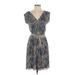 Weston Wear Casual Dress - Wrap: Blue Acid Wash Print Dresses - Women's Size Small