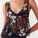 Urban Outfitters Tops | Ecote From Urban Outfitters Vieta Black Floral Embroidered Sheer Babydoll Top | Color: Black | Size: S