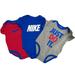 Nike One Pieces | Nwt - Nike Baby Bodysuits 3 Pack Red/ Blue/Gray 9m | Color: Blue/Red | Size: Various