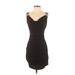 Ruby Rox Cocktail Dress - Mini Plunge Sleeveless: Black Print Dresses - Women's Size Small