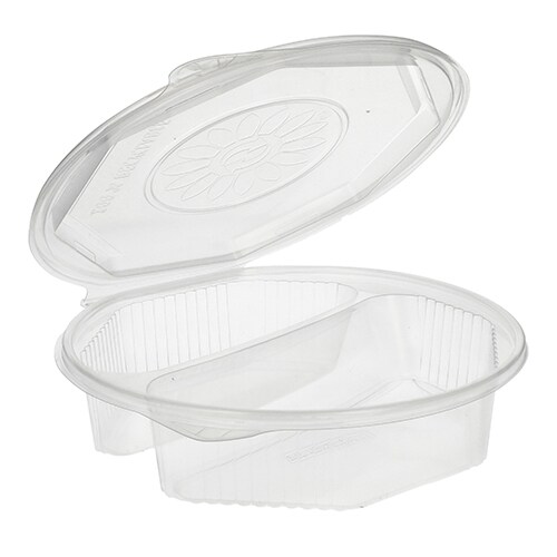 Starpak 100 Menüboxen mit Klappdeckeln 900 ml, PP 2-geteilt 21,5 x 21,5 cm transparent 8-eckig Image