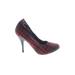 Qupid Heels: Slip On Stiletto Cocktail Party Red Print Shoes - Women's Size 8 1/2 - Almond Toe