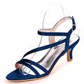 Satin Wedding Shoes Open Toe Buckle Bridal Shoes Women Mary Jane Low Heels Pumps Wedding Dress Shoes Dark Blue