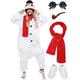 AOTHSO 4 Pieces Christmas Adult Onesie Snowman Plush Cosplay Costume Suit with Scarf Shoes Glasses Toy Pipe for Women and Men, White, Medium