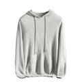 SAWEEZ Mens Cashmere Hooded Sweater, Loose Soft Knitted Woolen Hoodies Fine Knit Long Sleeve Comfy Warm Lambswool Jumpers Pullover Lazy Casual Knitwear Sweater Top,Light Grey,L