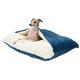 Calming Hooded Dog Bed, Orthopedic Dog/Cat Bed with Hood Blanket, Washable, Removable Dog Sleeping Bags for Small Medium Pet, Soft Fuzzy Comfy Dog Bed Sofa (Color : Blue, Size : 75x60x23cm)