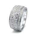 Lieson Men Rings Engagement, White Gold Rings 14ct for Men Wide Rows 4 Prong Round 0.2ct Created Diamond Wedding Ring White Gold Ring Size Z