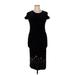 Xtraordinary Casual Dress - Midi High Neck Short sleeves: Black Solid Dresses - Women's Size 16