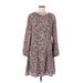HD in Paris Casual Dress - A-Line Crew Neck 3/4 sleeves: Gray Floral Dresses - Women's Size Medium