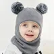 Bonnets en tricot à pompons pour enfants cagoule pour enfants chapeaux pour bébé écharpe Snood