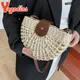 Yogodlns-Sac à Main en Paille pour Femme Sacoche à Bandoulière en Rotin Fait à la Main Fourre-Tout