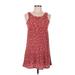 Pink Rose Casual Dress - DropWaist: Red Floral Motif Dresses - Women's Size Medium