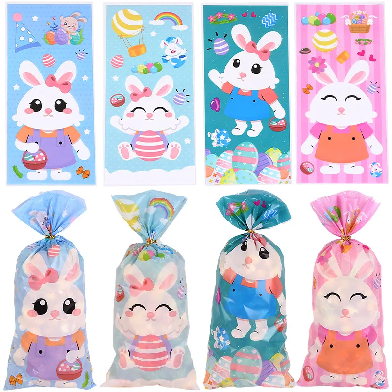 50 Stück Osterhase Kaninchen Osterei Geschenktüte Cartoon-Stil Niedliche Kekse Süßigkeiten Popcorn Verpackungsbeutel Ostern Party Verpackung Geschenktüte Image