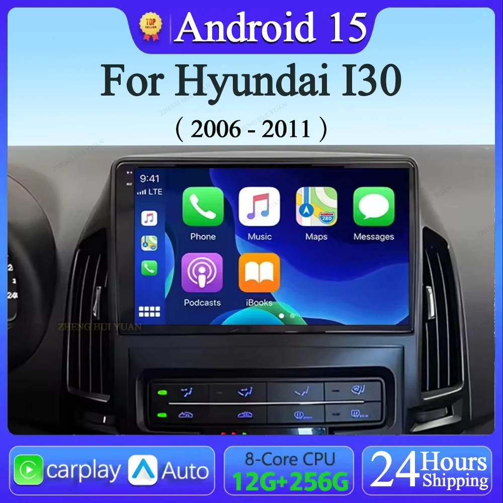 Android 15 Carplay Auto Für Hyundai I30 2006 2007 2008 2009 2010 2011 Auto Radio Multimedia Video Player Navigation GPS Keine 2Din Image