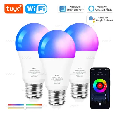 Tuya Smart WiFi Glühbirne E27 18W RGB CW WW Glühbirne kompatibel mit Google Home Alexa für Smart Home Dekoration