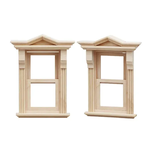 Puppenhaus Miniatur Holztür Fenster nach oben und unten Fenster Modell DIY Puppen Haus Möbel Szene