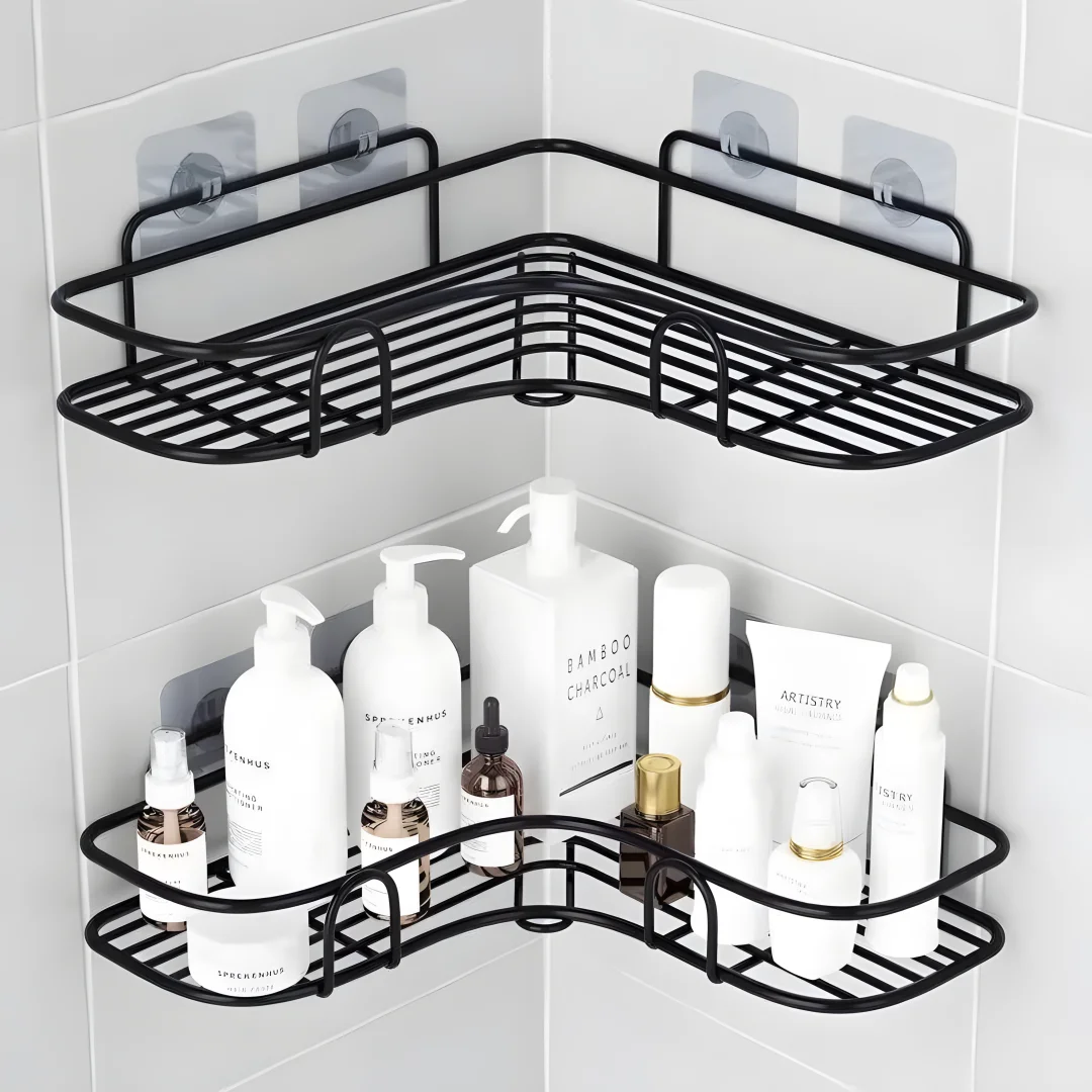 1/2PCS Badezimmer Metall Regal Keine-Bohren Metall Ecke Regal Dusche Lagerung Regal Halterung Bad Zubehör Organizer shampoo Regal