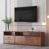 Modern Television Cabinet Media Storage Cabinets with Drawer for TV up to 65", TV Console Table Living Room TV Stands, Brown