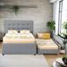 2 Bed in 1 Full Size Upholstered Platform Bed with Pull-out Twin Size Trundle and 3 Storage Drawers Bedroom Furniture, Gray