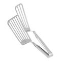 Stainless Steel Fish Spatula Barbecue Turner Slotted Metal Spatula Tongs for Kitchen