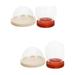 4 pcs Glass Dome Small Display Case Wood Base Transparent Glass Display Domes