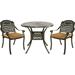 MEETWARM 3 Piece Patio Bistro Set Outdoor All-Weather Cast Aluminum Dining Furniture Set Includes 2 Chairs with Cushions and a 35.4â€� Round Table with Umbrella Hole for Garden Deck