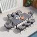 PURPLE LEAF Dining Set 9 PCS Outdoor Patio Dining Sets Aluminum All-Weather Wicker Armchairs Outdoor Patio Furniture with Table Cushions and Pillows Grey