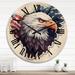 Designart "American Bald Eagle" Animals Eagle Oversized Wood Wall Clock