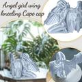 Augper Angel Wings Decor Statue Art Angel Female Women Wings Kneeling Cloak Hat Sculpture 3D Resin Angel Figurines Silver W eeping Angel Statue Craft for Home Living Room