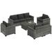 Outsunny Patio Furniture Set Cushions Sofas Chairs Storage Table Gray