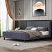 Gray Queen Size Elegant Velvet Upholstered Platform Bed With Headboard And Footboard, No Box Spring Needed