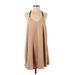 Shein Casual Dress - A-Line Plunge Sleeveless: Tan Print Dresses - Women's Size 4