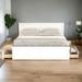 King Size Wooden Platform Bed with Four Storage Drawers and Support Legs, Gray