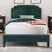 Camelback Upholstered Platform Bed with Headboard and Footboard, Kiln-Dried Hardwood Frame, Nailhead Trim