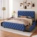 Linen Upholstered Platform Bed: Storage Drawers, Tufted Headboard