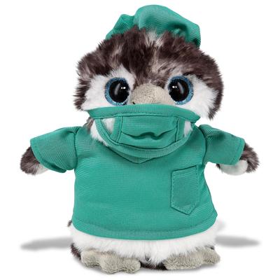 DolliBu Grey Penguin Doctor Plush Toy with Cute Scrub Uniform and Cap - 6.5 inches