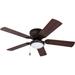 52 Inch Traditional Flush Mount Indoor LED Ceiling Fan with Light, Pull Chains, Dual Finish Blades, Reversible Motor