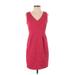 Ann Taylor Factory Casual Dress - Sheath V Neck Sleeveless: Red Dresses - Women's Size 2 Petite