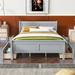 Gray Queen Size Solid Wood Platform Bed: 4 Drawers, Streamlined Head/Footboard, Space-Saving, Durable Construction