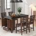 5-Pc Dining Table Set w/ Storage Cabinet & Faux Marble Tabletop, 4 Chair