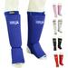 MRX BOXING & FITNESS Muay Thai Shin Guards Kick Boxing Leg & Foot Protector Pad MMA Shin Guard Extra Padding for Men or Women (Blue S/M)