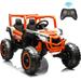 24 V Ride on UTV for Kids 2 Seater Battery Powered Ride on Car with Remote control Music Player 4 Wheel Shock Spring 3 Point Safety Belt Ride on Toy for Boys and Girls 3 4 5 6 Years Olds Orange