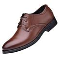 YUHAOTIN Brown Leather Tennis Shoes Men Men s Leather Shoes Business Attire Men s Youth Pointed Shoes British Breathable Lace up Versatile Casual Shoes Mens Leather Casual Shoes